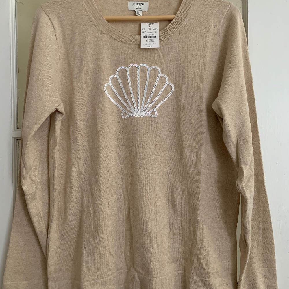 J Crew Factory Teddie Seashell Sweater NWT Medium